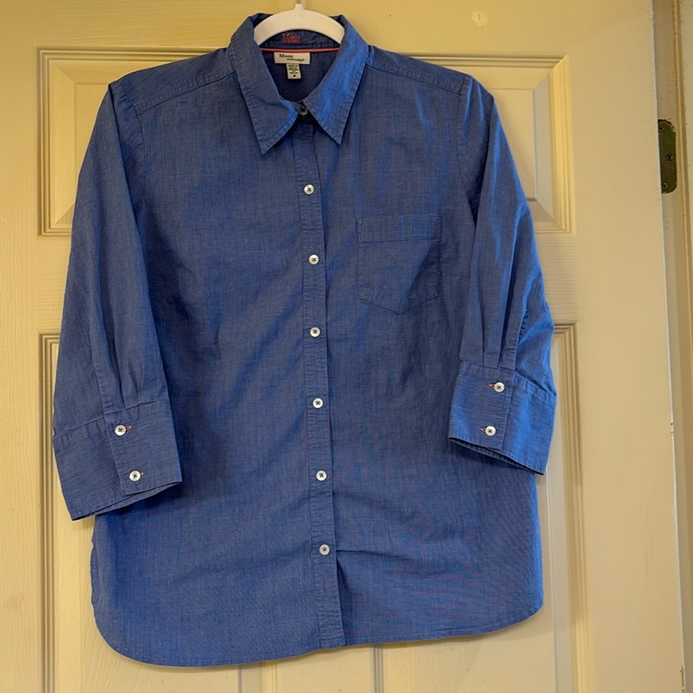 Mimi Maternity Blue Cotton Button Down Shirt